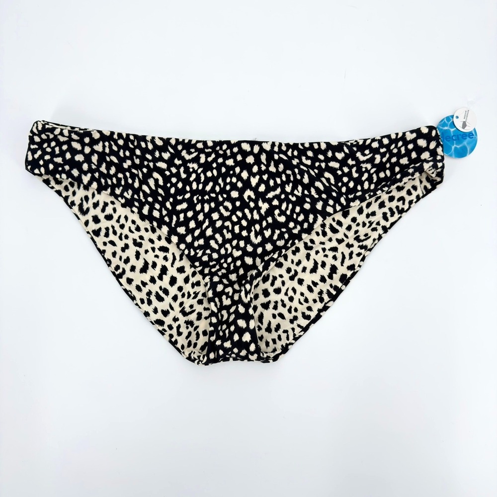 Decree Reversible Hipster Swim Bottoms XXL Black Cream Animal Print NWT